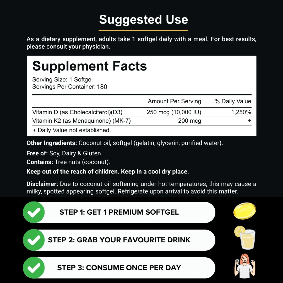 High-Potency Vitamin D3 & K2 Softgels Resilia® - Image 4